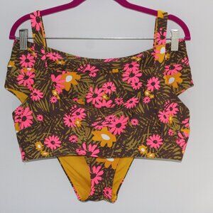 Aerie XXL Women's Floral Bikini Set | Scoop Top | High-Cut Cheeky Bottoms